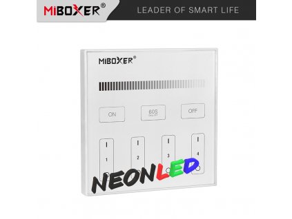 MiBoxet T1 - Panelový ovladač pro jednobarevný LED, 230VAC, RF 2,4GHz, 4 zóny