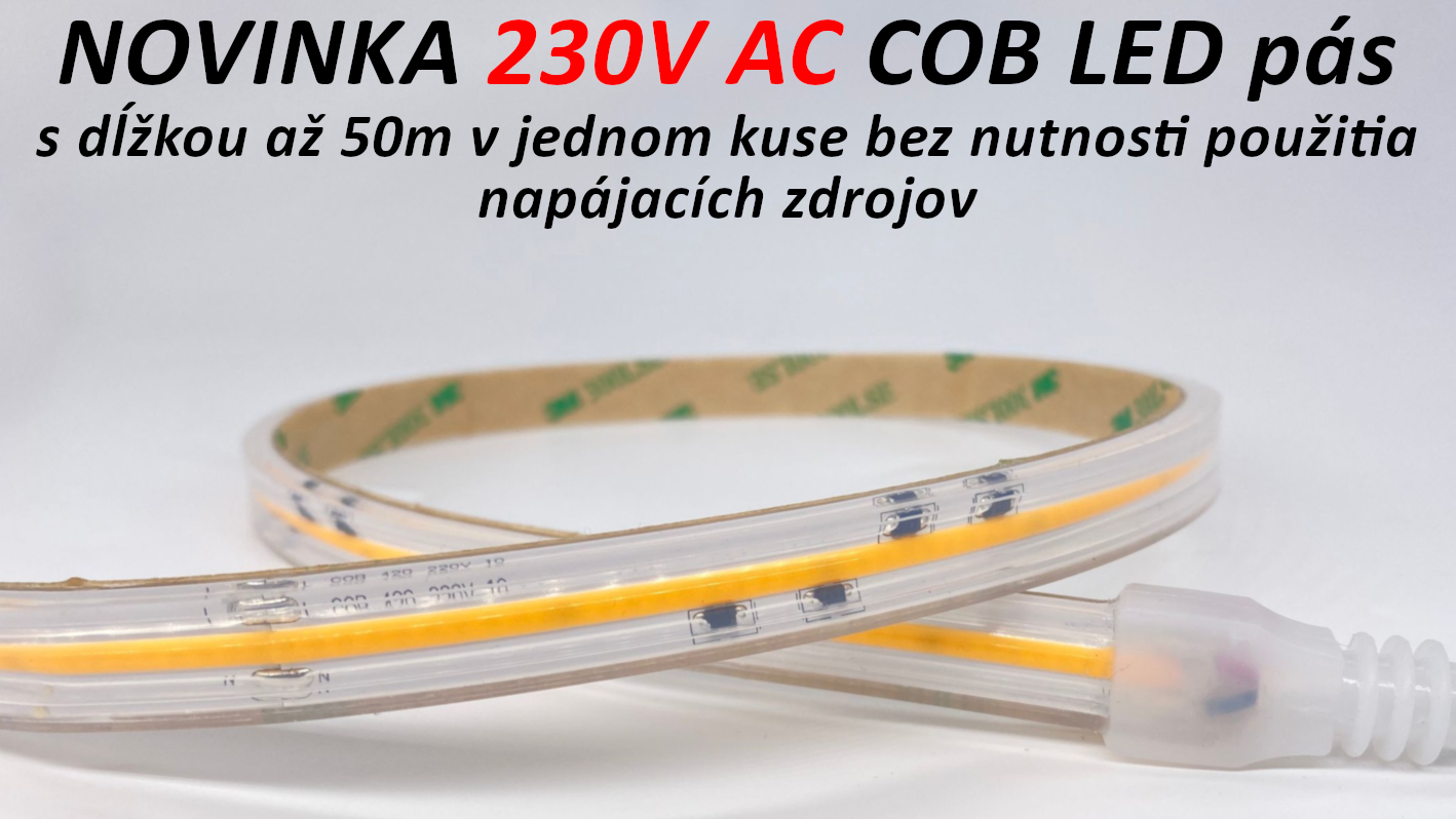 Profesionálny COB LED pás 230V s dĺžkou 50m