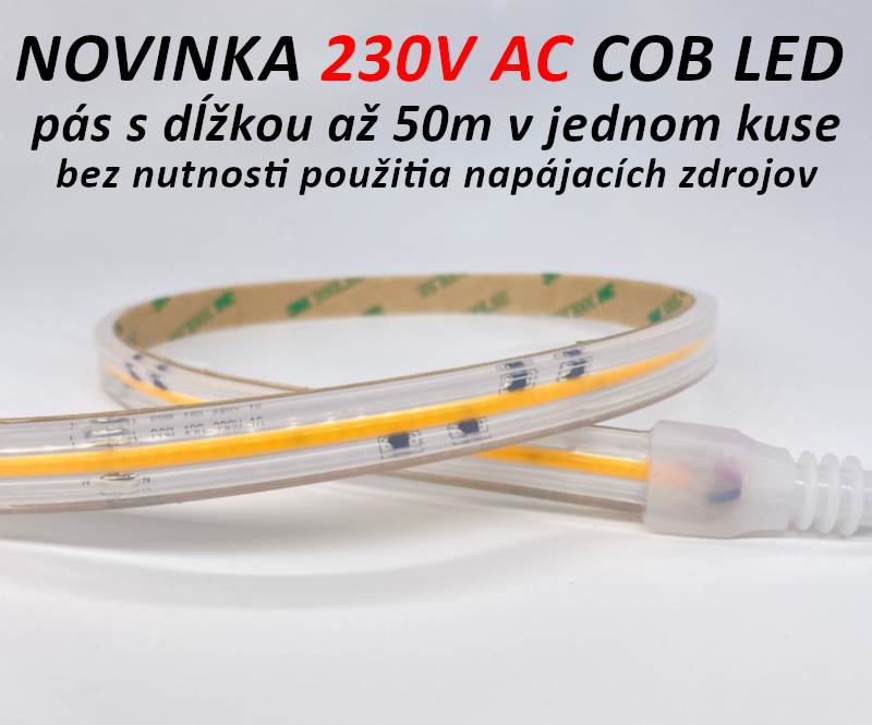 Profesionálny COB LED pás 230V s dĺžkou 50m
