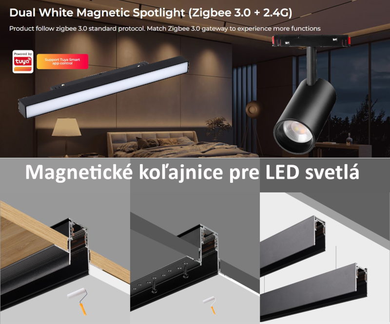 MiBoxer Magnetické koľajnicové svetlá, magnetické koľajnicové lišty