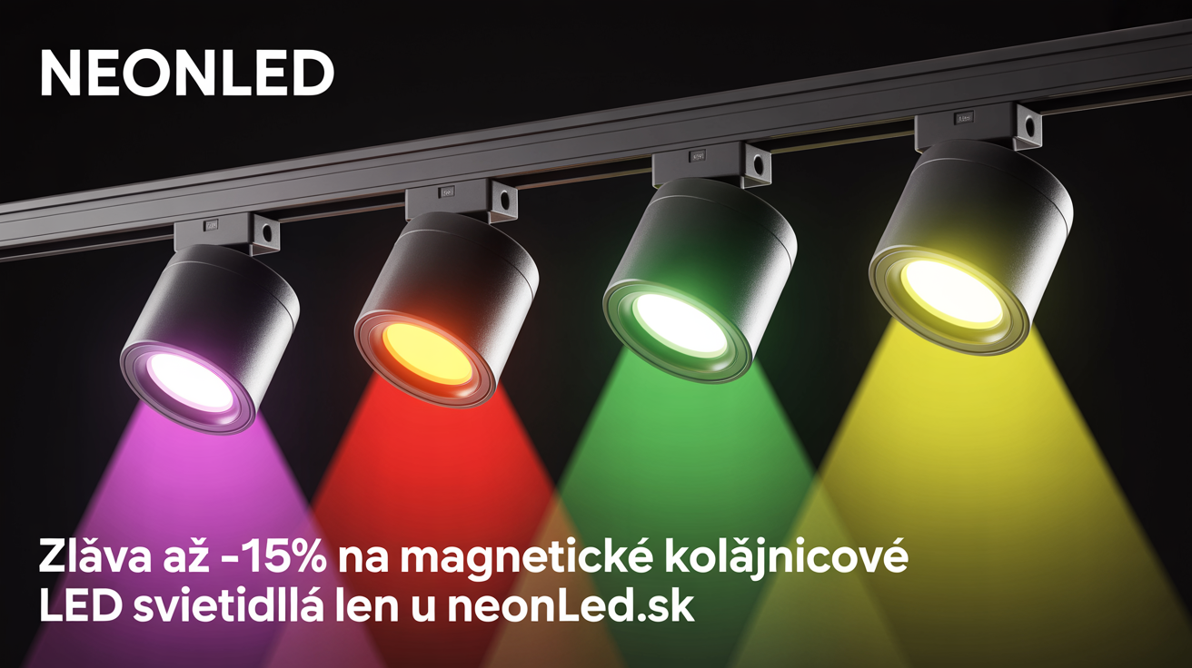 Zľava až -15% na Magnetické Koľajnicové LED svietidlá len u NEONLED.SK