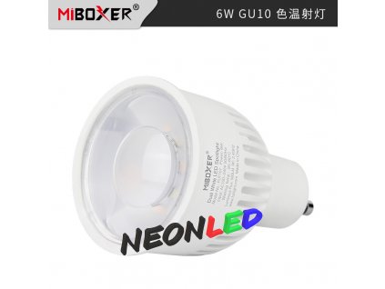 MiBoxer FUT107 Smart LED žiarovka GU10, 6W, Dvojitá biela, RF 2,4GHz