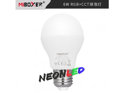 MiBoxer FUT014 Smart LED žiarovka E27, 6W, RGB+CCT, RF 2,4GHz