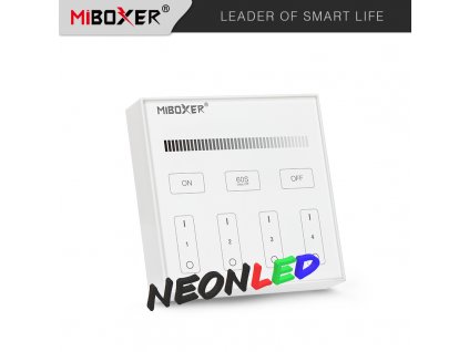 B1 - Panelový ovládač pre jednofarebný LED, Batériový 2xAAA (3V), Magnetický, RF 2,4GHz, 4 zóny