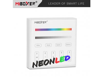 B3 - Panelový ovládač pre RGBW LED, Batériový 2xAAA (3V), Magnetický, RF 2,4GHz, 4 zóny