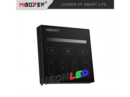 B1-B - Panelový ovládač pre jednofarebný LED, Čierny, Batériový 2xAAA (3V), Magnetický, RF 2,4GHz, 4 zóny