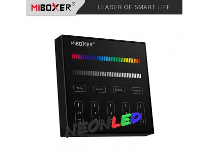 B3-B - Panelový ovládač pre RGBW LED, Čierny, Batériový 2xAAA (3V), Magnetický, RF 2,4GHz, 4 zóny