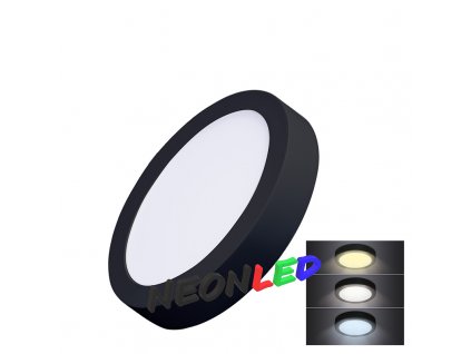 Solight LED mini panel CCT, prisadený, 12W, 900lm, 3000K, 4000K, 6000K, okrúhly, čierny, WD170-B