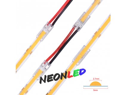 Spojka pre COB LED pás s káblom - I - 2 pin - 5mm, 150mm kábel, 2x spojka