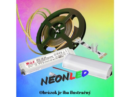 Sada COB STUDENÁ BIELA LED pás + rohový profil 4m + dotykový stmievač do  profilu