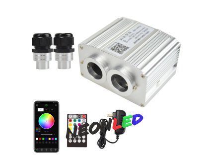 Magický Dvojhlavý RGBW LED Iluminátor | Bluetooth, Hudba a Hviezdy pre Optické Vlákna