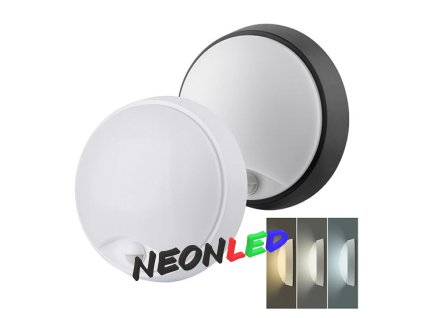 Solight WO780-1 LED vonkajšie osvetlenie so senzorom a nastaviteľnou CCT, 18W, 1800lm, 22cm, 2v1,biely a čierny kryt