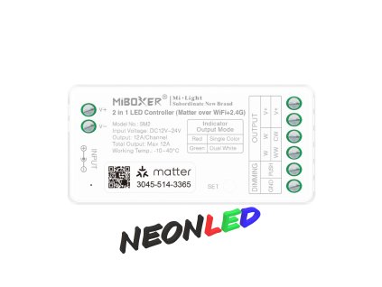 SM2 - Matter WiFi Smart LED kontrolér 2v1 pre MONO a CCT LED