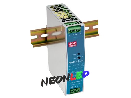 MeanWell NDR-75-12 impulzný napájací zdroj s ochranou, IP20, 75,6W, 12VDC, 3,2A