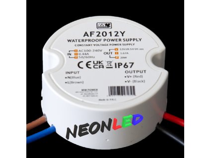 MW Power AF2024Y: Okrúhly LED zdroj 20W 24V/0,83A IP67 – Zmestí sa do krabice Ø60mm