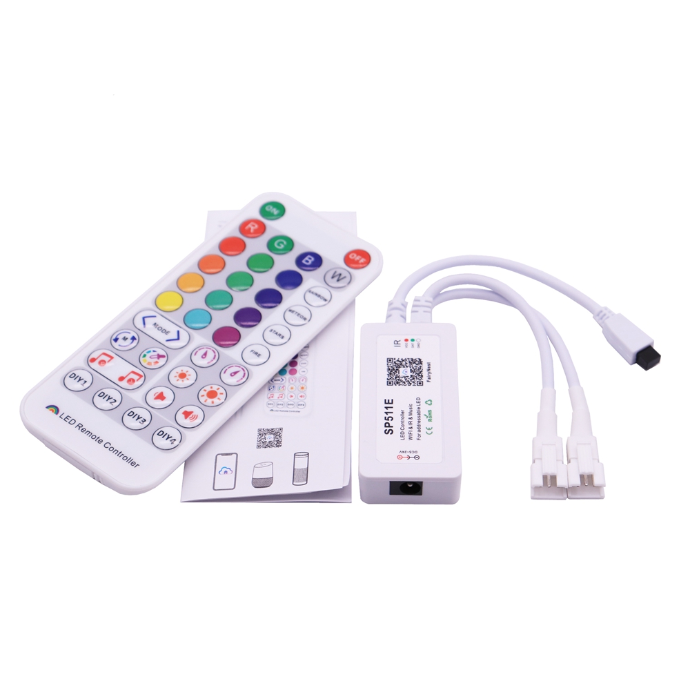 SP511E kontrolér pre Digitálne Pixel LED SPI pásy, WiFi + IR ovládač, 900 pixelov
