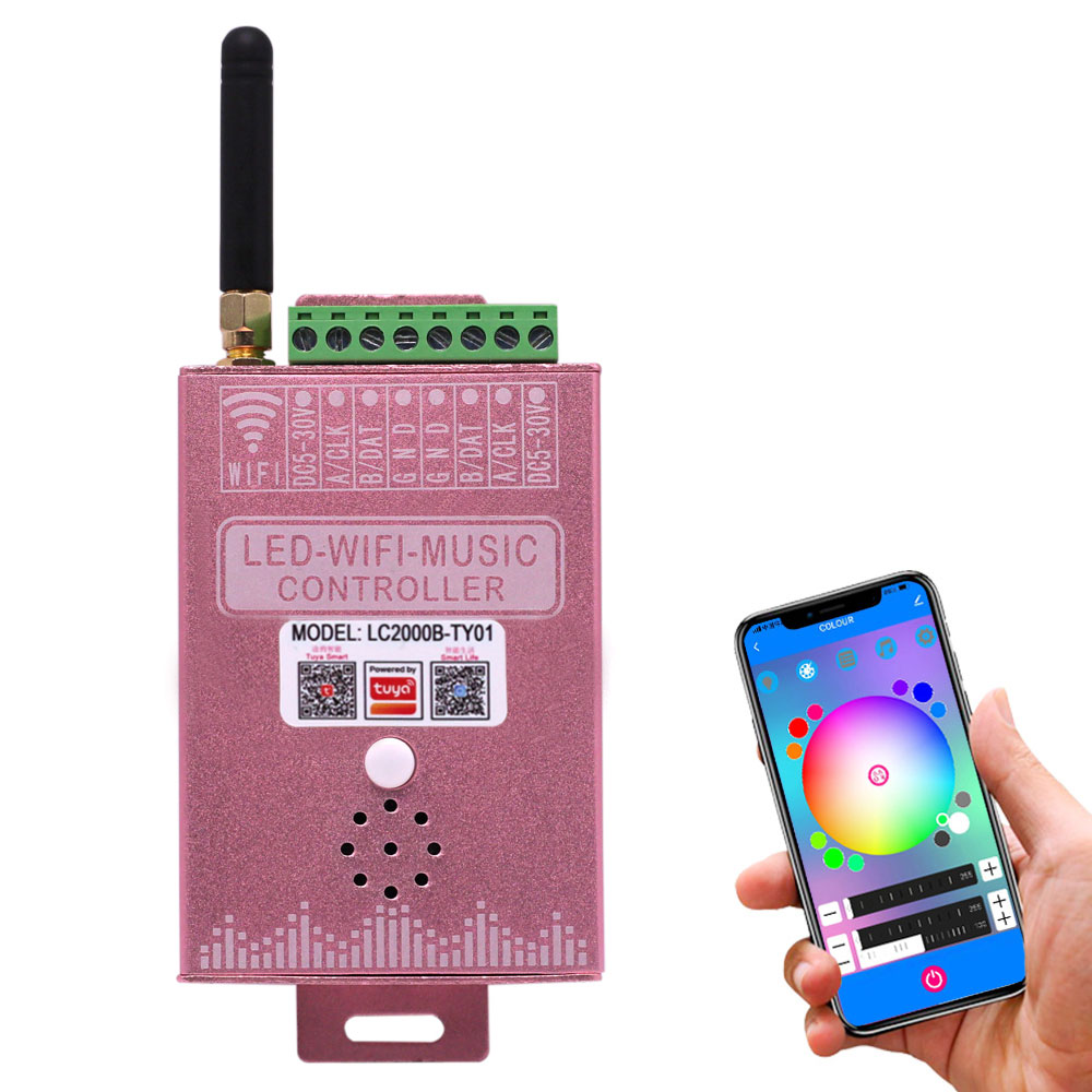 LC2000B-TY01 Tuya kontrolér pre Digitálne Pixel LED RGB a RGBW SPI pásy, WiFi, 2x2048 pixelov