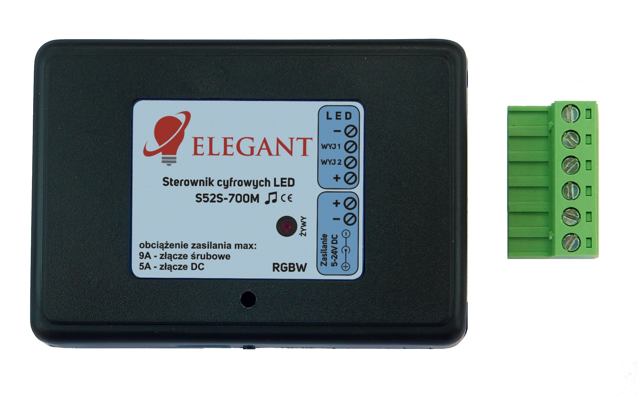 Elegant S52S - pre digitálne RGBW Pixel LED (SK6812), 5-24VDC, 5-9A, 700 pixelov (2x350), RF 2,4GHz, mikrofón