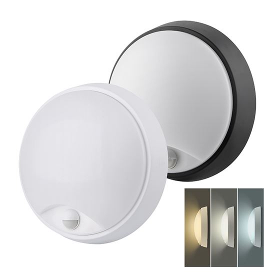 Solight WO780-1 LED vonkajšie osvetlenie so senzorom a nastaviteľnou CCT, 18W, 1800lm, 22cm, 2v1,biely a čierny kryt