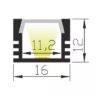 SJ-ALP1612 Hliníkový profil pre LED, Strieborná, Priehľadný, 2m