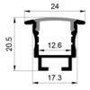 SJ-ALP2520 Zápustný stropný hliníkový profil pre LED, Biela, Priehľadný, 2m