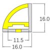 SJ-LN1616R vertikálne/horizontálne ohybný rohový silikónový profil pre LED