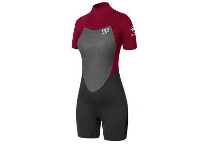 Neopren kratky NP Surf S S Spark Back zip Shorty bordovy spredu