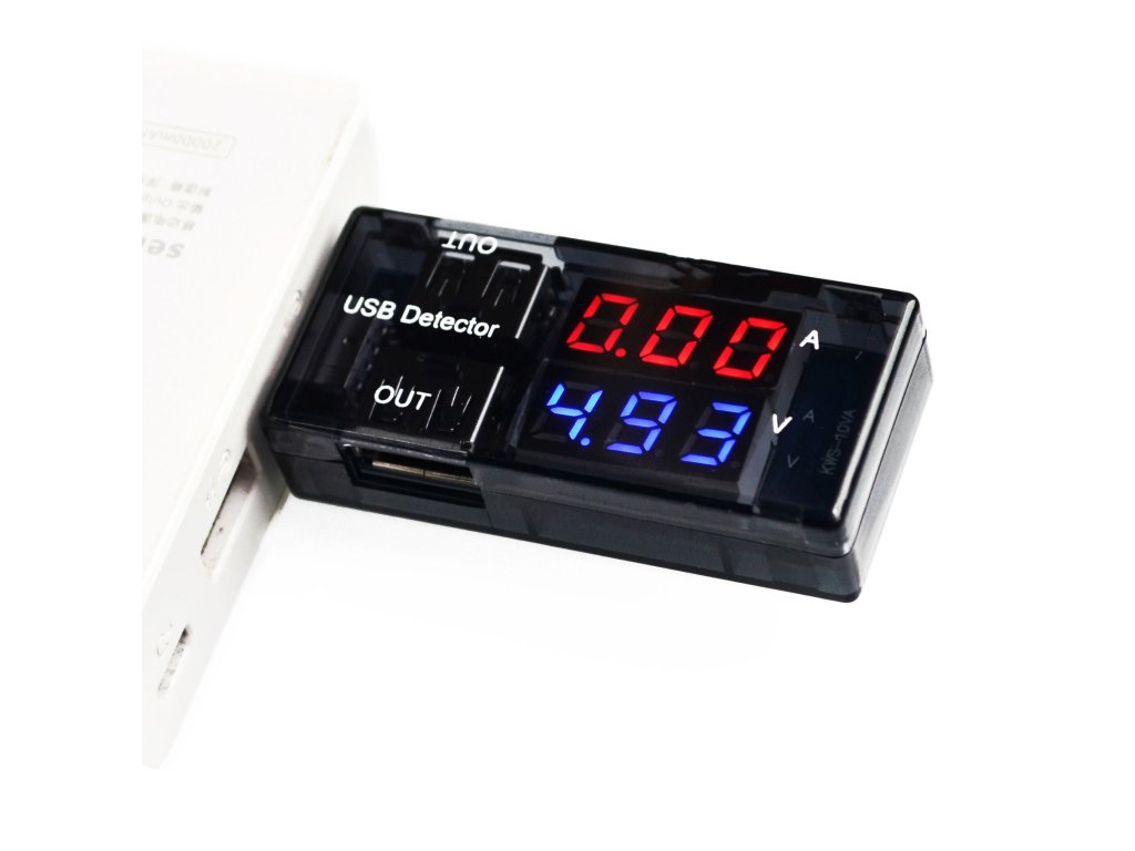 USB měřič proudu a napětí Keweisi KWS-10VA, černý