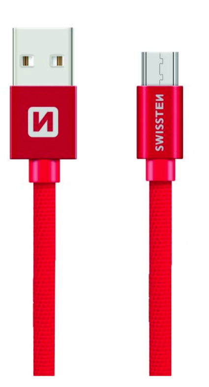 Datový kabel micro USB - USB Swissten Textile micro USB Barva: Černá 20 cm