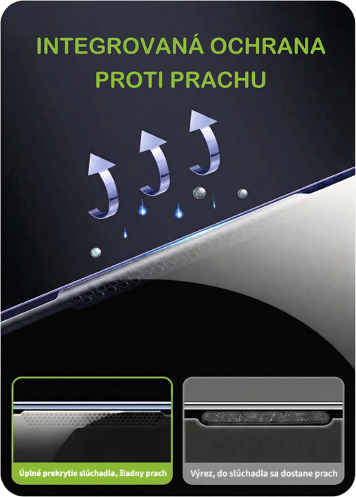 Integrovaná ochrana sluchátka proti prachu