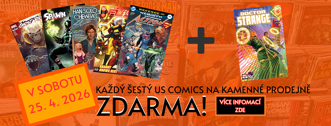 Dojděte k nám na prodejnu COMICS SHOP: Komiksový Krám a využíjte naši AKCI - 'Každý 6. original US COMICS v jednom nákupu ZDARMA!'