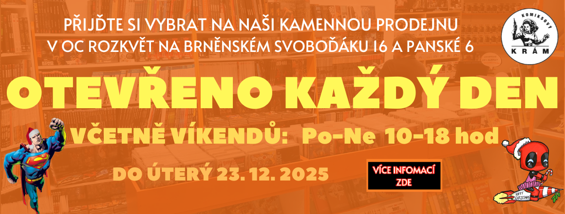 Vánoční OTEVÍRACÍ DOBA comics shopu KOMIKSOVÝ KRÁM na náměstí Svobody 16 a Panské 6 v Brně!