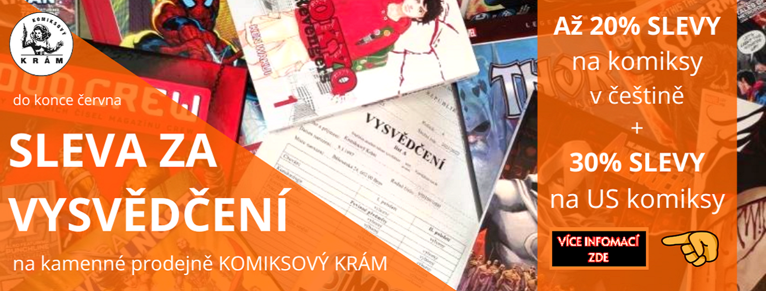 AKCE — ODMĚŇTE SE ZA VYSVĚDČENÍ a řekněte si u nás na kamenné prodejně až o 20% SLEVY na KOMIKSY v češtině a o 30% SLEVY na original US COMICS — sešitové komiksy (back issue) v angličtině! U nás v COMICS SHOP: Komiksový Krám — NERDI.cz