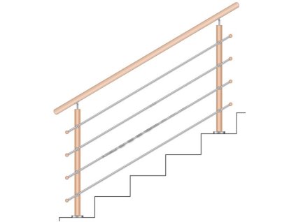 Dřevěné zábradlí na schody - set DUB (délka:1500 x výška:900mm)