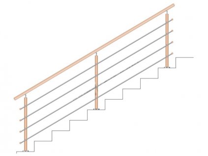 Dřevěné zábradlí na schody - set DUB (délka:3000 x výška:900mm)