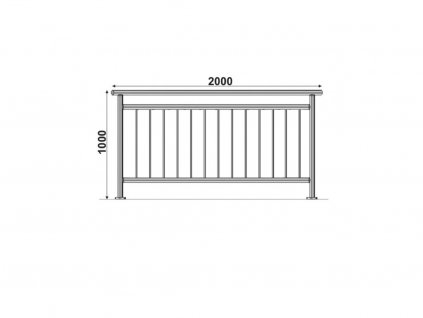 Nerezové zábradlí - set (délka:2000 x výška:1000mm) - modul základní