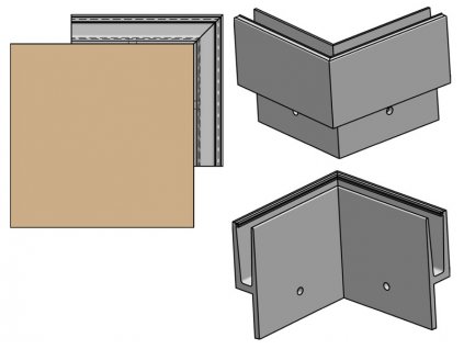 Kotvení boční rohové - sklo hliník AL/ELOX/Satin, OUT (tvar Y)