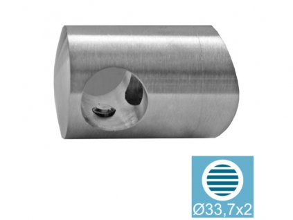 Pravý koncový úchyt pro tyč O12,0 mm / pro sloupek O33,7 mm, nerezová ocel AISI 304 - brus
