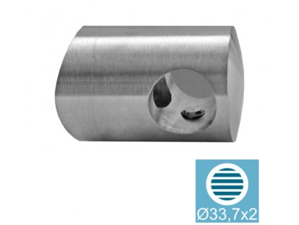 Levý koncový úchyt pro tyč O12,0 mm / pro sloupek O33,7 mm, nerezová ocel AISI 304 - brus