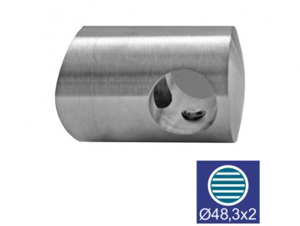 Levý koncový úchyt pro tyč O12,0 mm / pro sloupek O48,3 mm, nerezová ocel AISI 304 - brus
