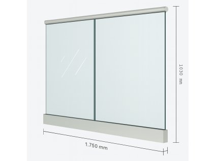 Celoskleněné zábradlí Philadelphia (komplet) s madlem O 42,4mm - délka 1750mm