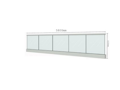 Celoskleněné zábradlí Philadelphia (komplet) s madlem Ø 42,4mm - délka 5800mm