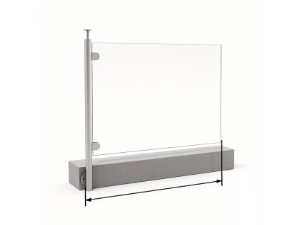 Set nerezového zábradlí se skleněnou výplní, boční kotvení (VxŠ)- 1000x(562-1062)mm