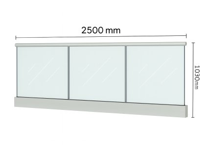 Celoskleněné zábradlí Philadelphia (komplet) s madlem Ø 42,4mm - délka 2500mm