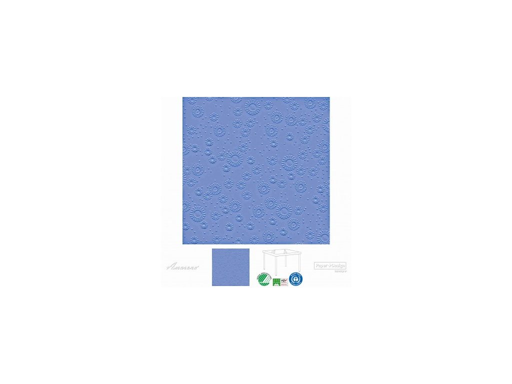 Papírové ubrousky Moments UNI Blue, reliéfní, 33x33cm, Paper+Design
