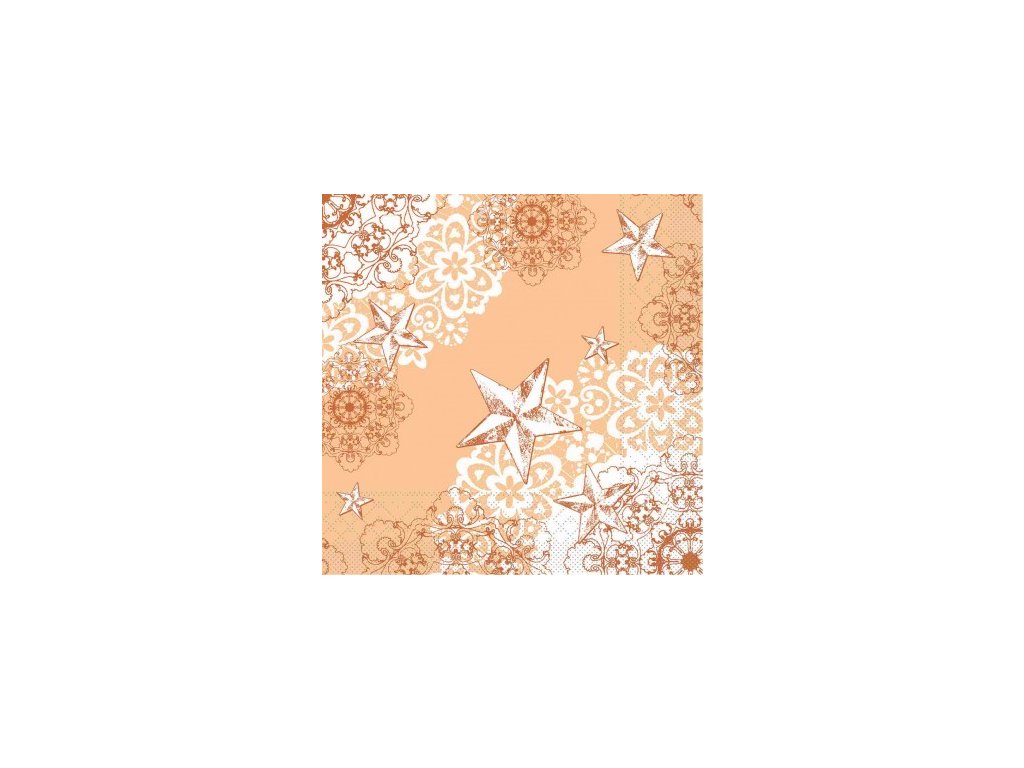 Vánoční papírové ubrousky Sternenschein, 40x40cm, oranžová, Mank