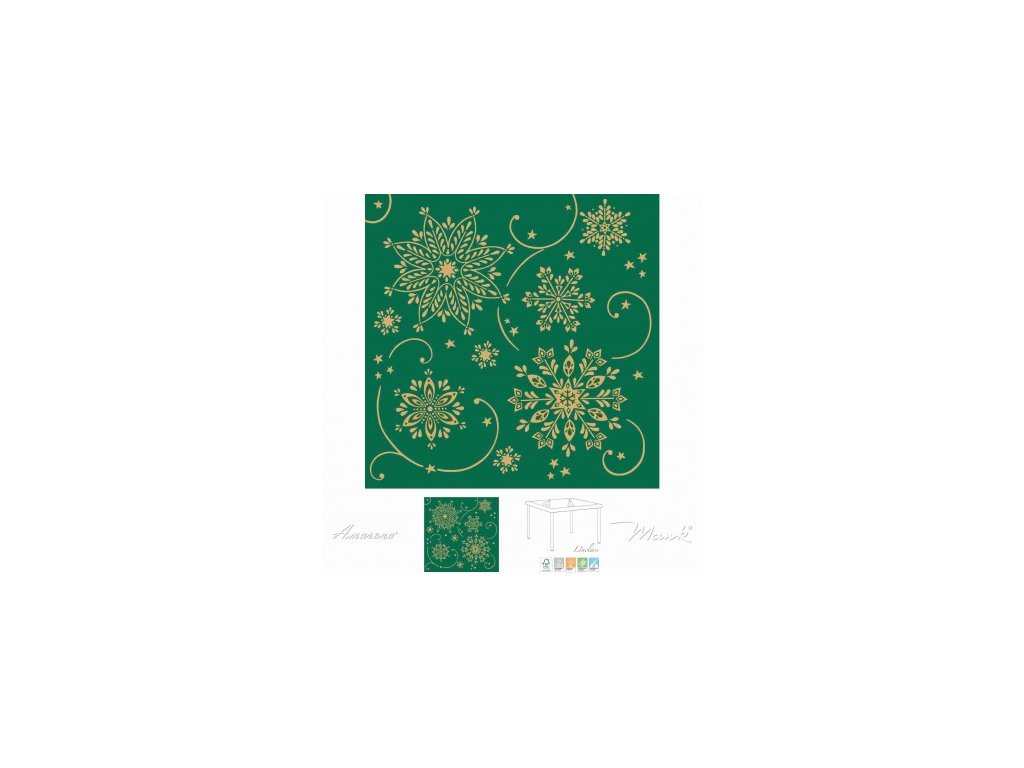 Vánoční ubrousky z netkané textilie Cristal, 40x40cm, zelené, Mank
