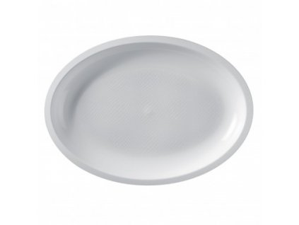 Velký oválný plastový talíř, 30 cm široký, nerozbitný, bílý