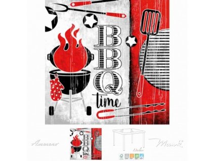 Ubrousky z netkané textilie BBQ-Time, na grilování, 33x33cm, Mank