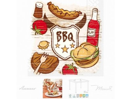 Softpoint BBQ papírové ubrousky, vzorované, 33x33cm, Mank